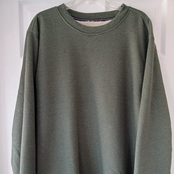 NWT BC Clothing Sweatshirt Men's XXL Green Thermal Waffle Knit Fleece Lined Crew - Picture 1 of 7